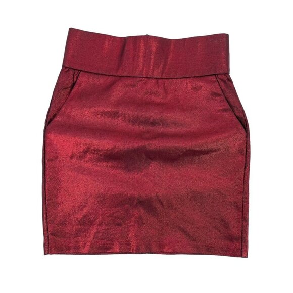 AMMO Dresses & Skirts - Ammo Red Metallic Body Con High Waist Skirt Womens Size Small Clubbing Going Out